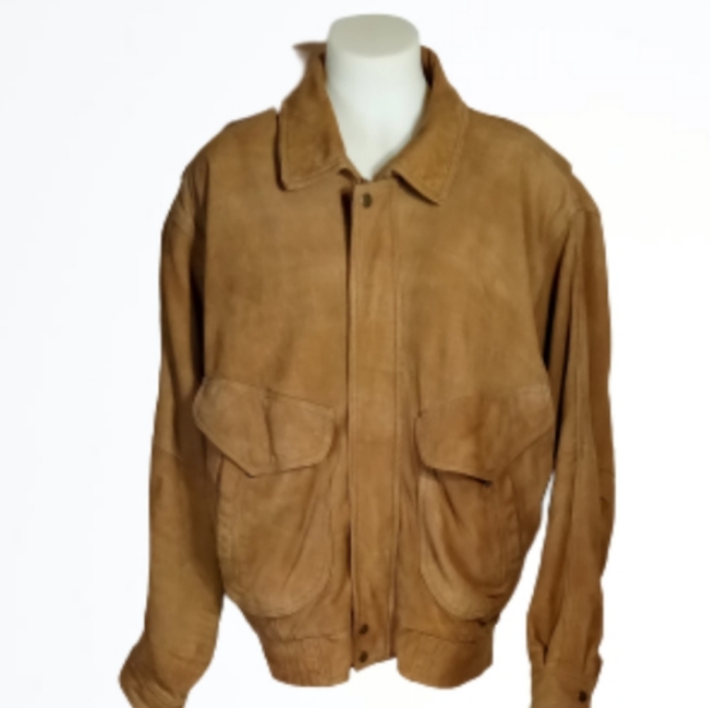 Clout Men's Brown Suade Leather Jacket Sz XL
